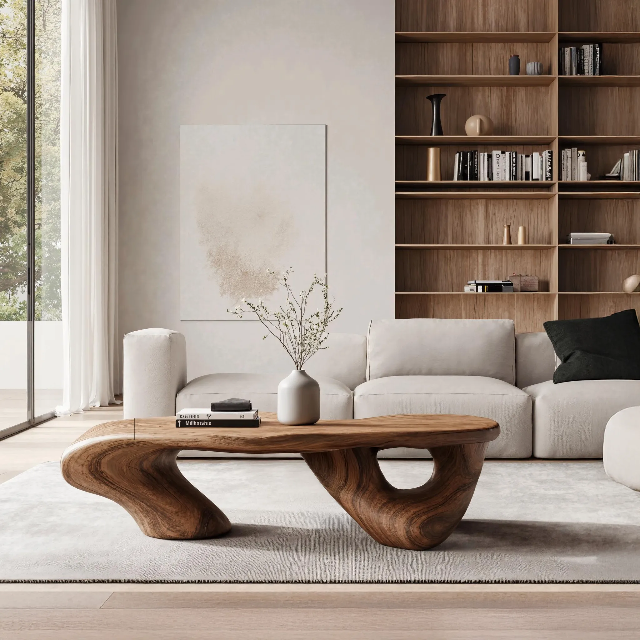 Low Solid Wood Coffee Table Functional Design