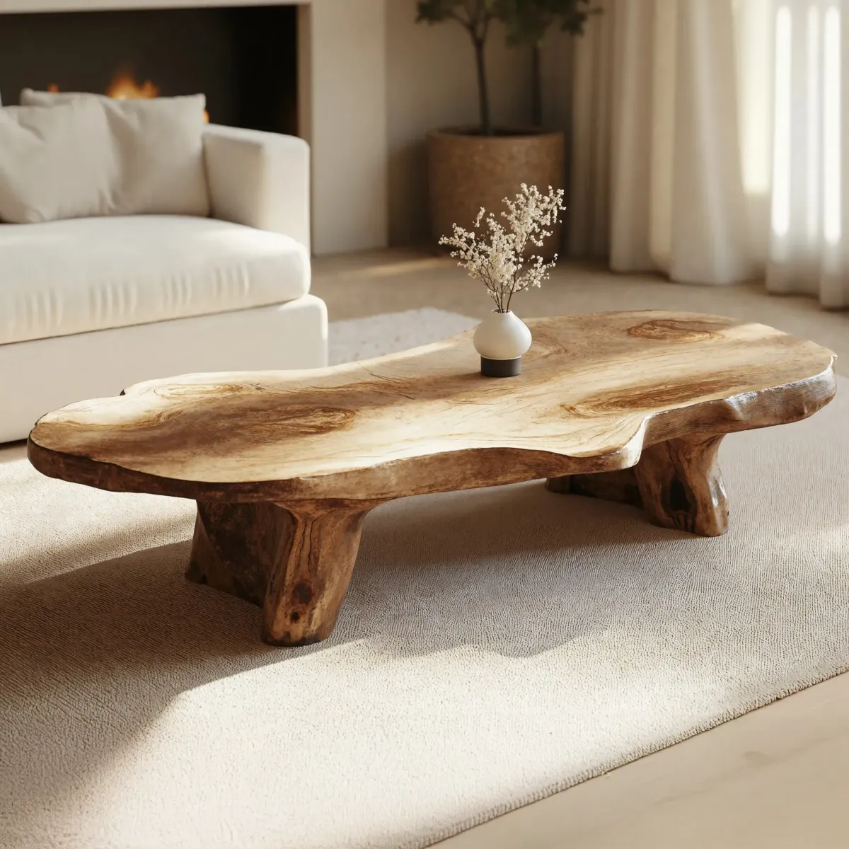 Handcrafted Solid Wood Coffee Table Unique Artisan Design