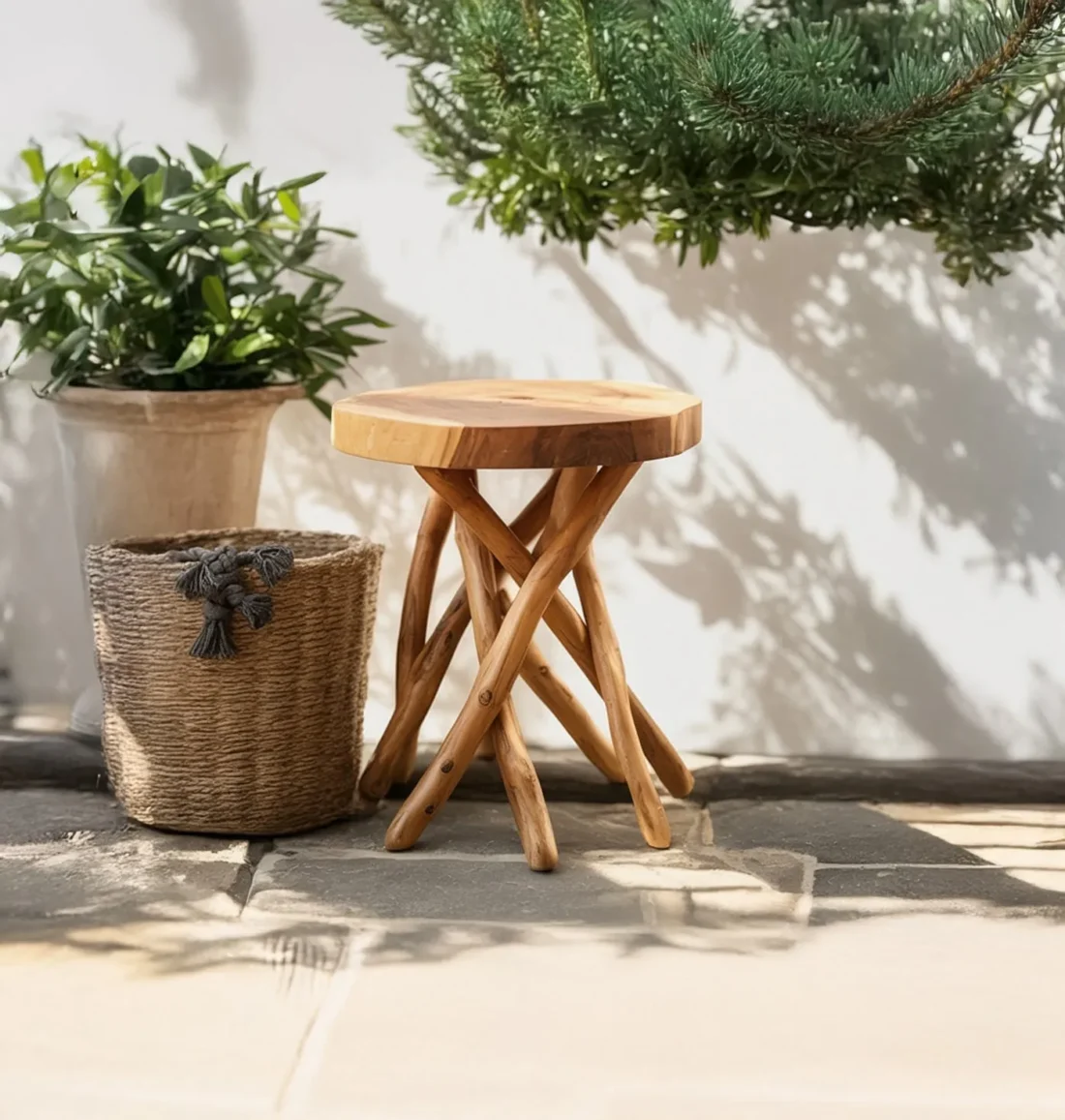 Rustic Wood End Table – Handcrafted Natural Driftwood Side Table, Boho Farmhouse Decor - Image 3