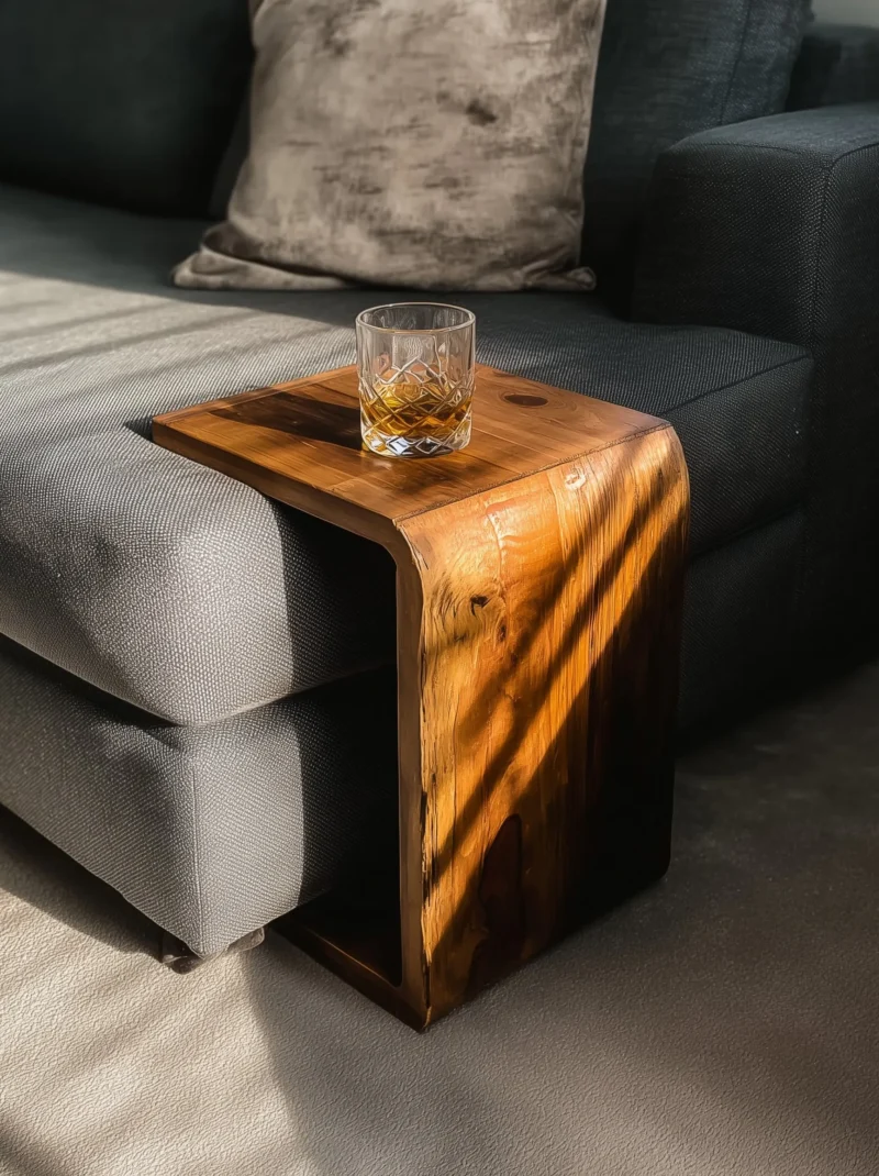 End Handmade Round End Table – Rustic Solid Wood Side Table, Farmhouse Living Room Accent