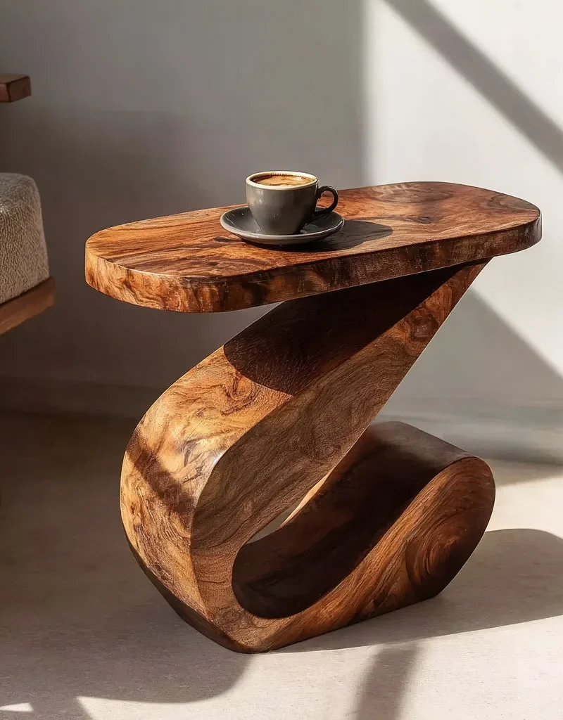 Rustic Farmhouse Round End Table – Handmade Solid Wood Side Table for Living Room
