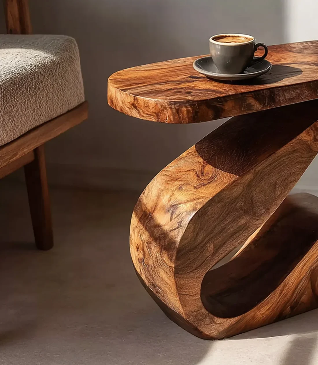 Rustic Farmhouse Round End Table – Handmade Solid Wood Side Table for Living Room - Image 3