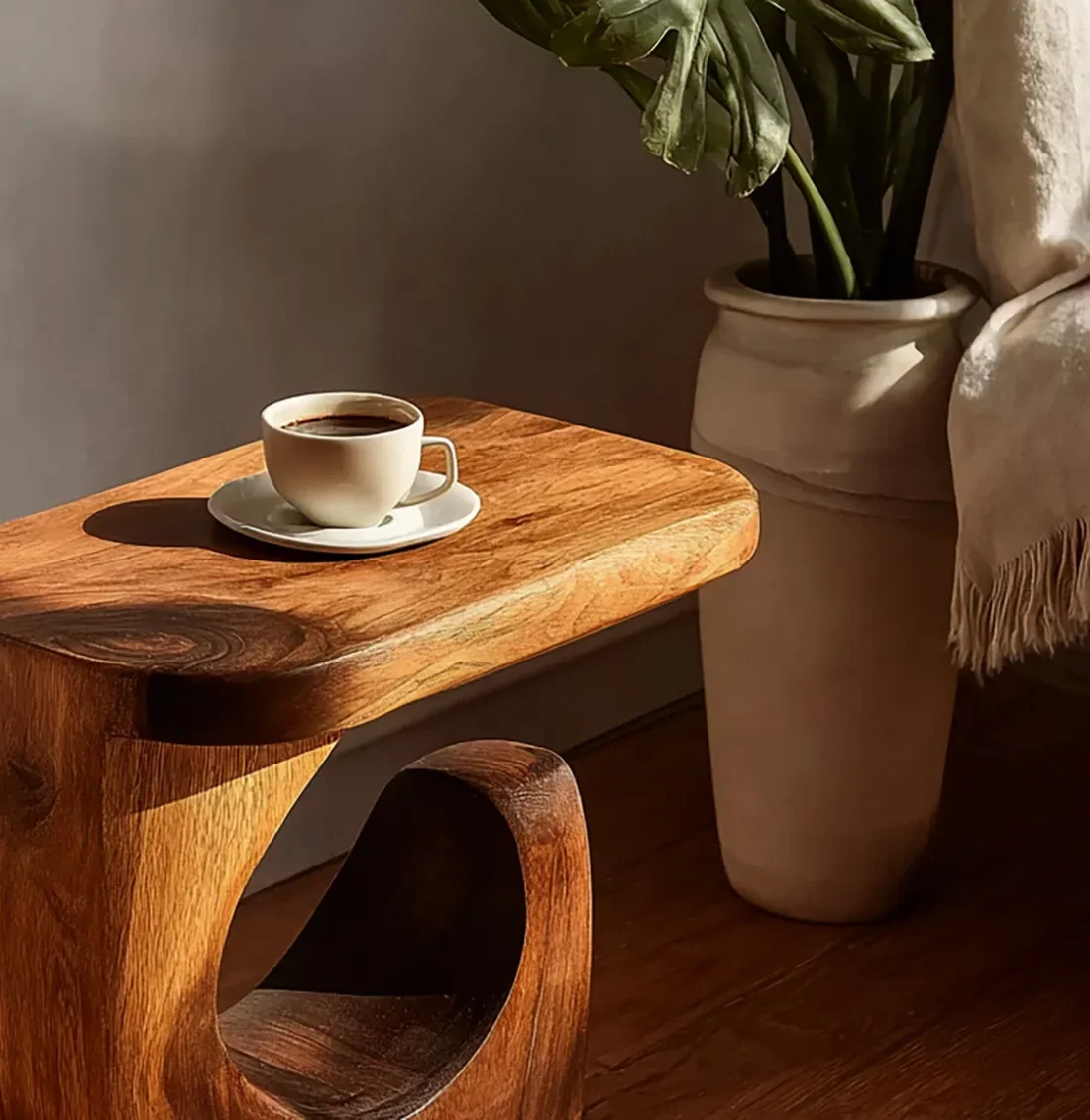 Handmade Round End Table – Rustic Solid Wood Side Table, Farmhouse Living Room Accent - Image 2