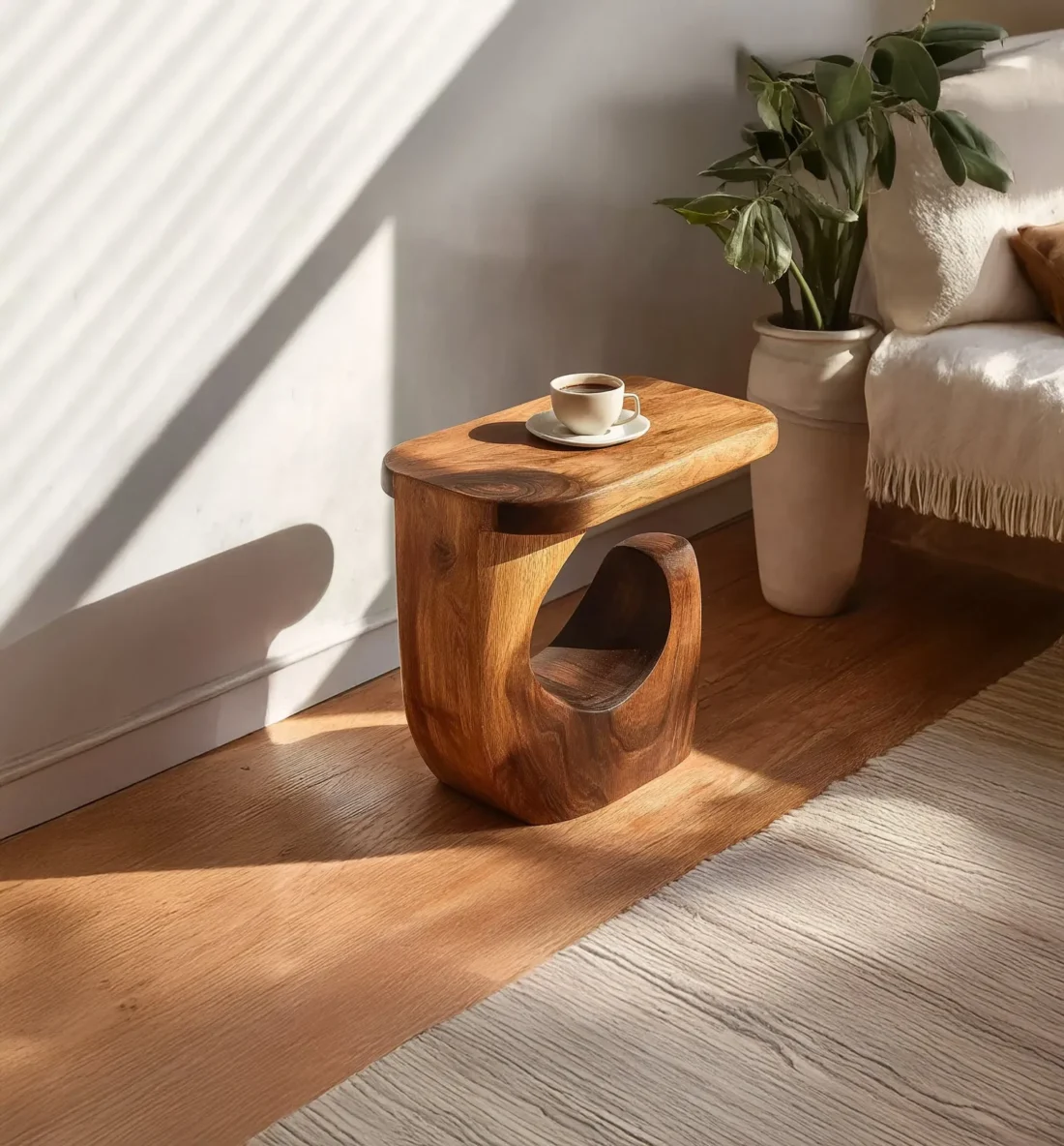 Handmade Round End Table – Rustic Solid Wood Side Table, Farmhouse Living Room Accent - Image 3