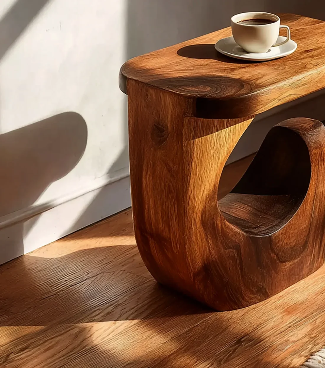 Handmade Round End Table – Rustic Solid Wood Side Table, Farmhouse Living Room Accent - Image 4