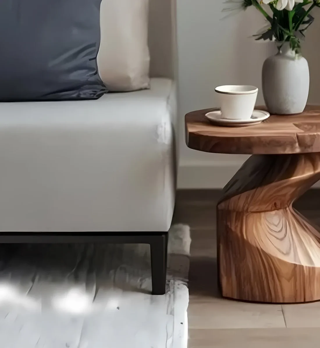 Handcrafted Solid Wood Spiral Side Table – Unique Sculptural End Table - Image 3