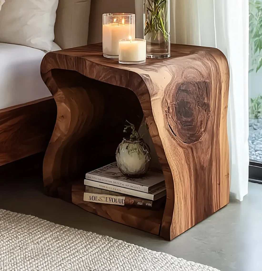 Live Edge End Table – Rustic Solid Wood End Table for Living Room - Image 3