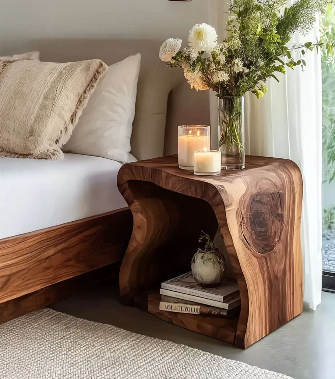 Live Edge End Table – Rustic Solid Wood End Table for Living Room - Image 4