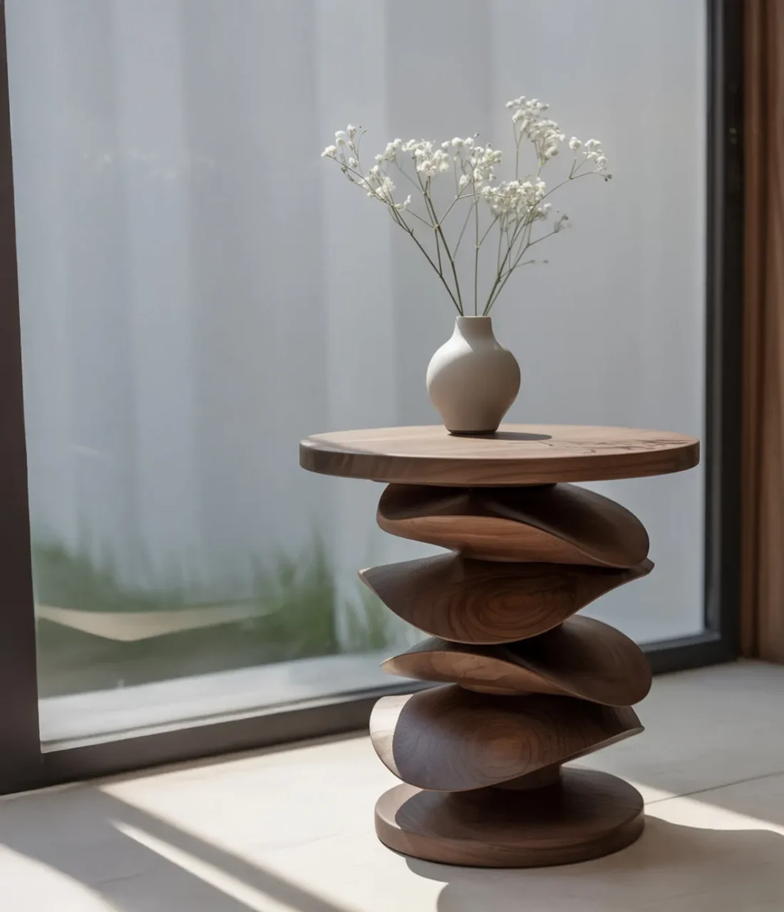 Solid Wood Sculptural Table – Handmade Japandi Style Coffee Table - Image 3