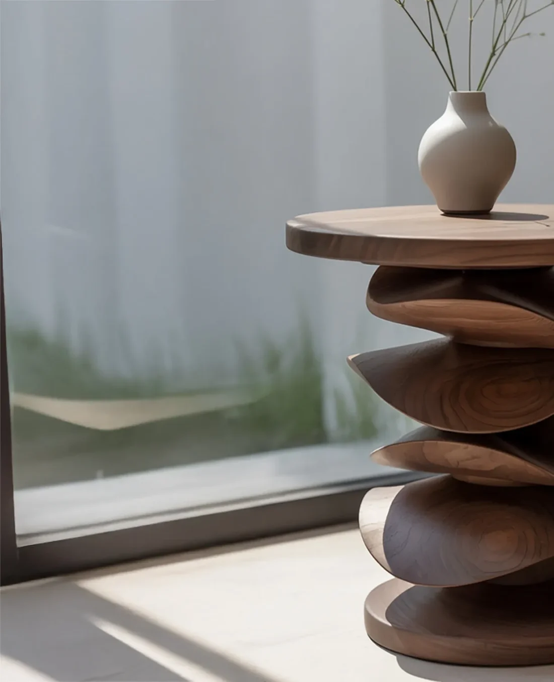 Solid Wood Sculptural Table – Handmade Japandi Style Coffee Table - Image 4