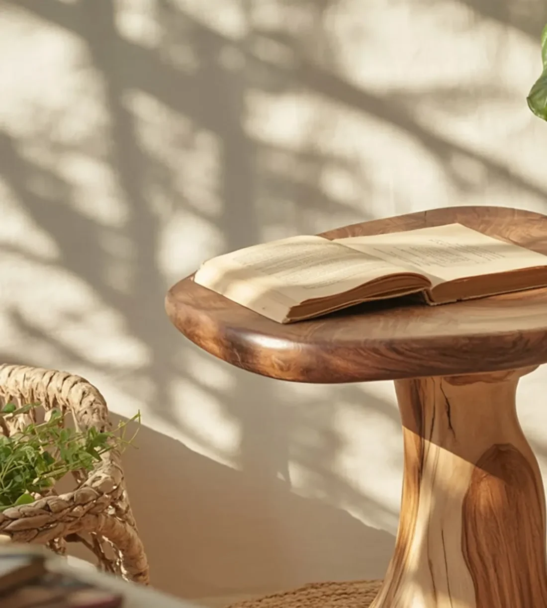 Farmhouse Wood Mushroom End Table For Livingroom - Image 2