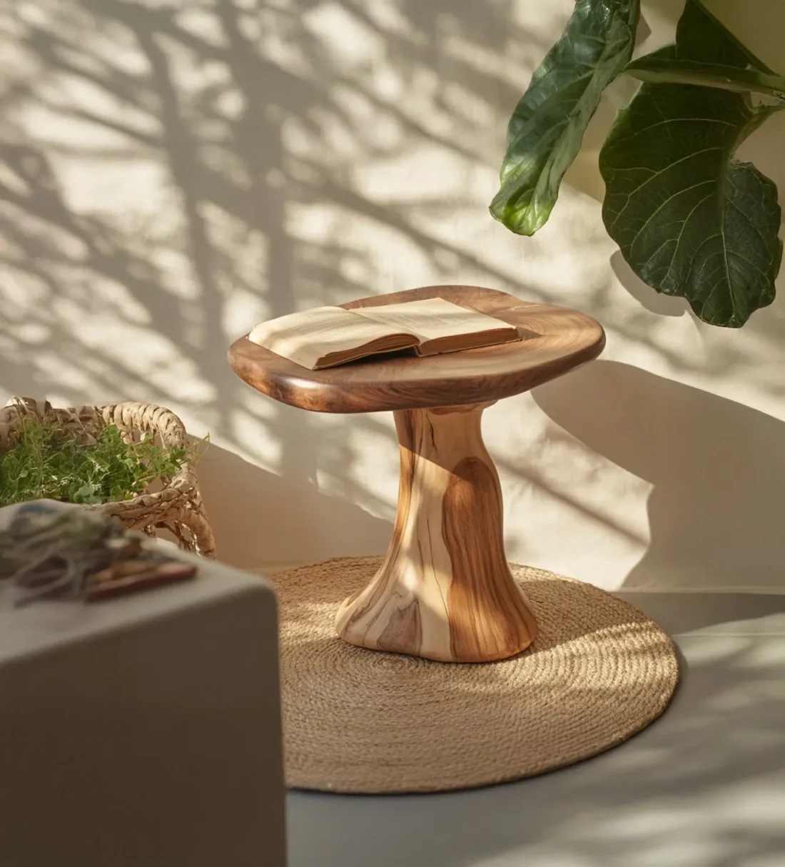 Farmhouse Wood Mushroom End Table For Livingroom - Image 3