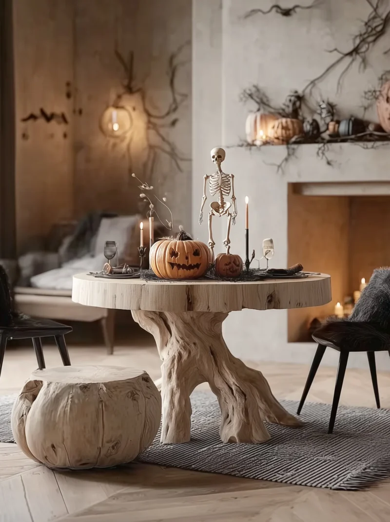Rustic Side Table – Handmade Live Edge Solid Wood End Table for Living Room & Bedroom