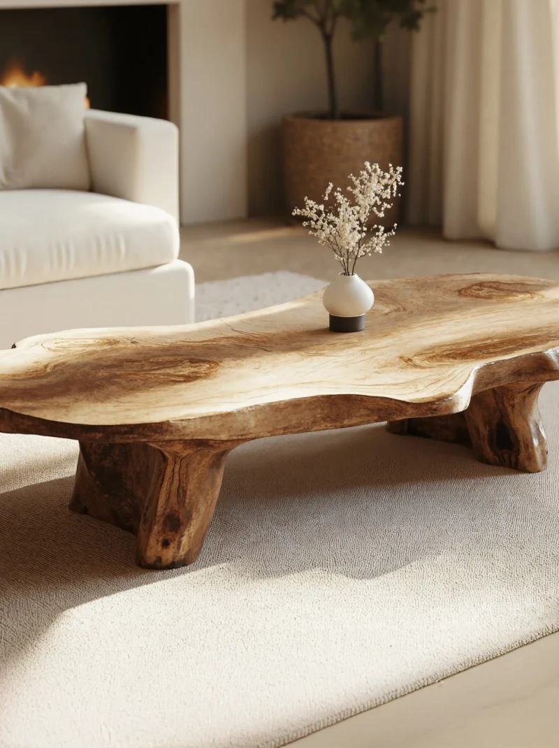 Handcrafted Solid Wood Coffee Table Unique Artisan Design